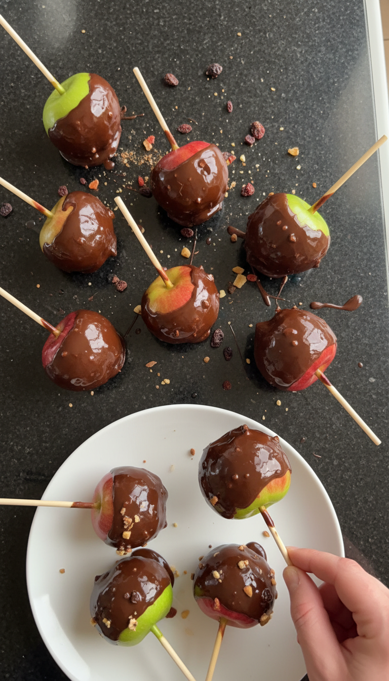 Chocolate-Covered Apple Pops