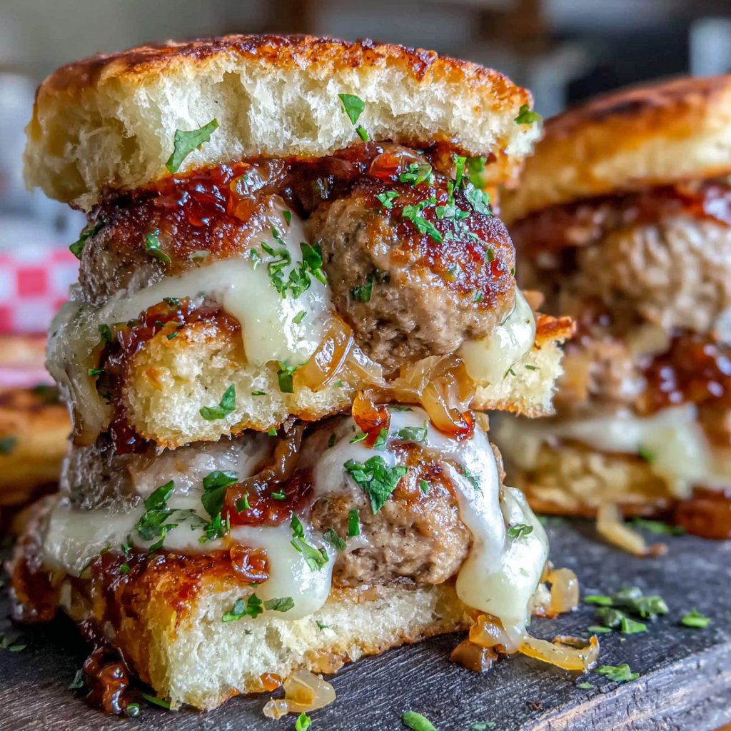 Barbecue Meatball Burger Stack