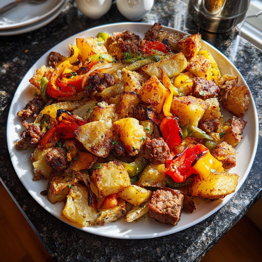 Sheet-Pan Breakfast Hash with Sausage and Veggies​