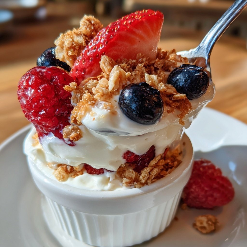 Greek Yogurt Breakfast Parfait with Granola and Berries​