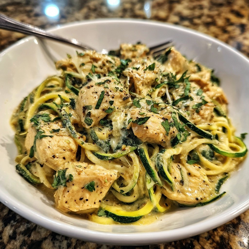 Creamy Chicken and Zucchini Zoodles