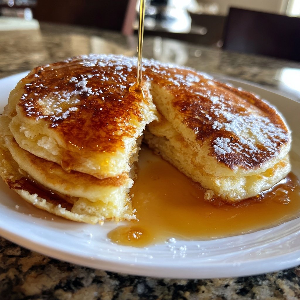 Vanilla Ricotta Pancakes with Maple Syrup​