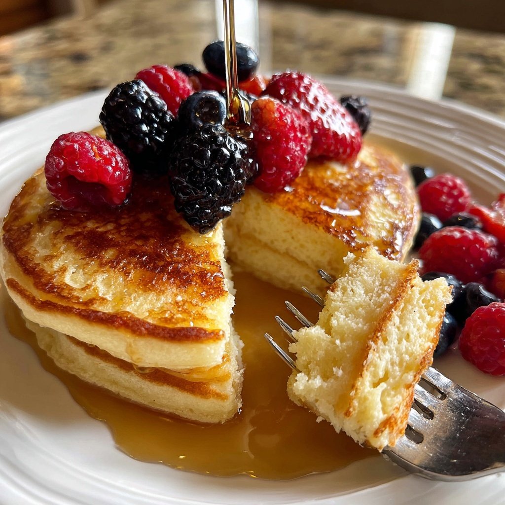 Fluffy Lemon Ricotta Pancakes with Berries​