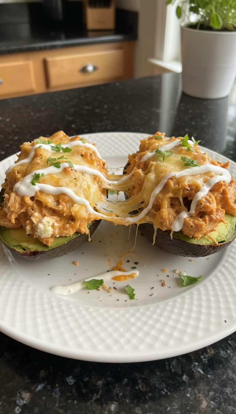 Buffalo Chicken Stuffed Avocados