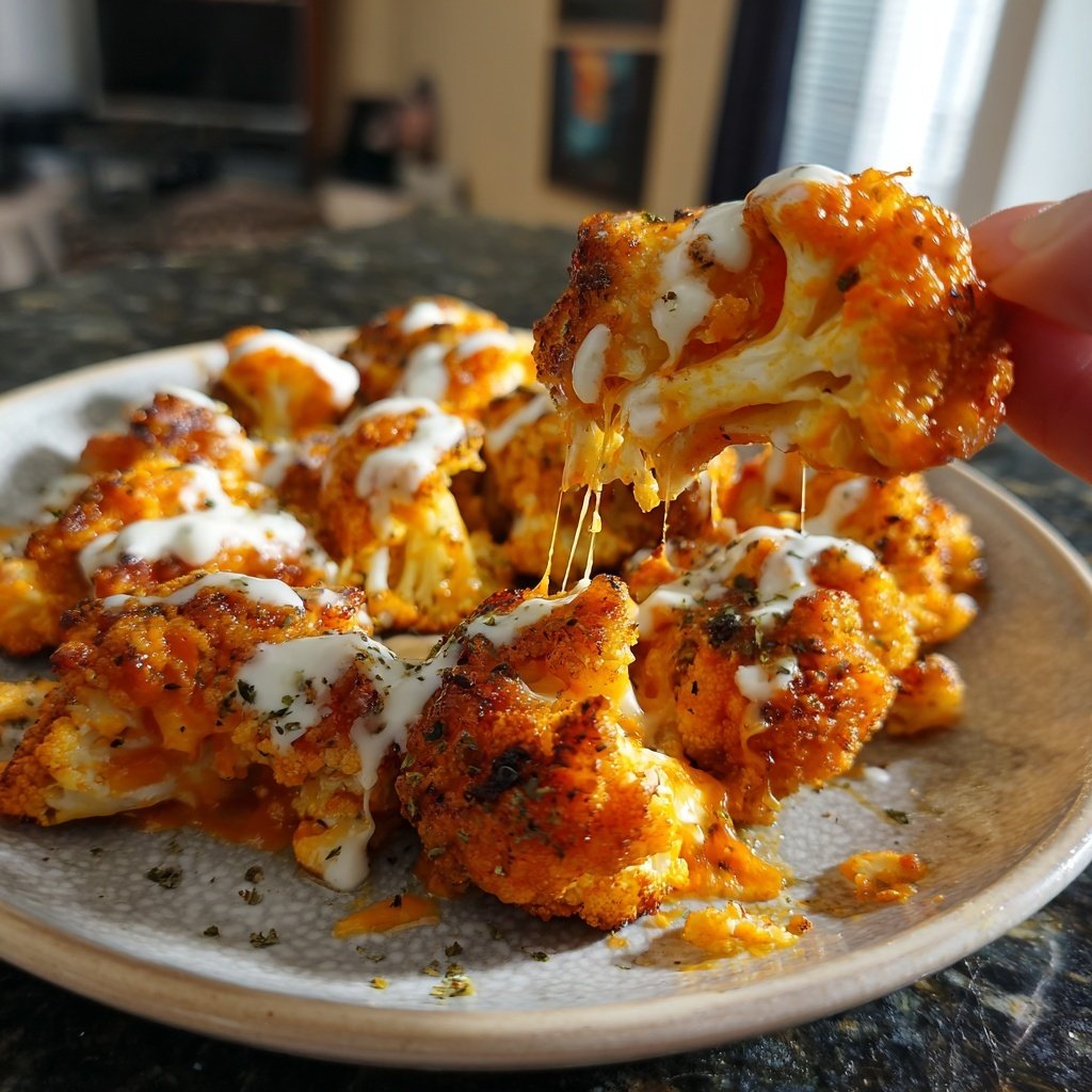 Buffalo Cauliflower Pizza Bites