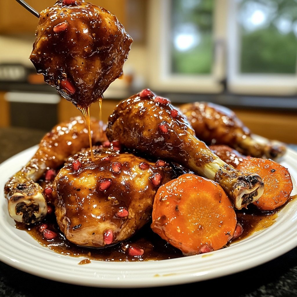 Pomegranate Molasses-Glazed Chicken and Carrots