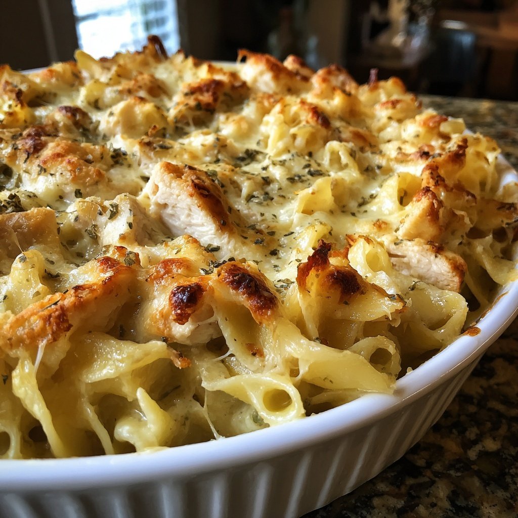 Chicken Alfredo Noodle Bake