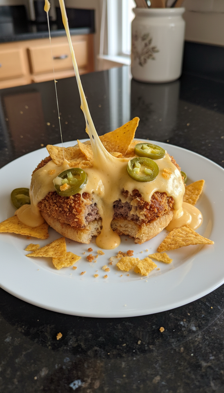 Nacho Burger with Cheese Sauce